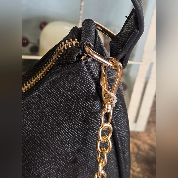 Bebe L.A Emmet Black & Gold Hobo Bag - Picture 9 of 13